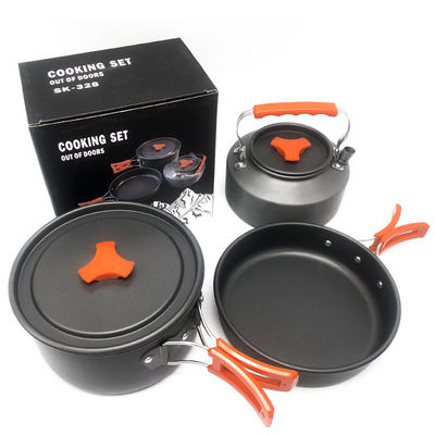 Grijo Verde Mano Estilo portátil No pegado de aluminio Picnic Cocina Conjunto para acampar