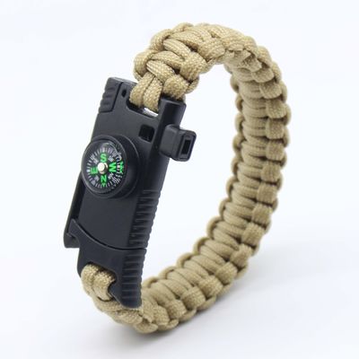 Acampada al aire libre Paracord Brazalete de supervivencia Compas y hebilla de 6-8 pulgadas