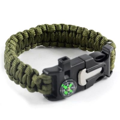 Brazalete Paracord de exterior con arrancador de fuego y correa de silbato Equipo de supervivencia esencial