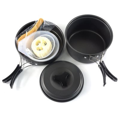 Accesorios de picnic 2-3 Persona Conjunto de horno de campamento al aire libre con kit de comedor de utensilios de cocina de aluminio