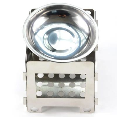 105 mm portátil de acero inoxidable plegable mini mochilero camping estufa de leña
