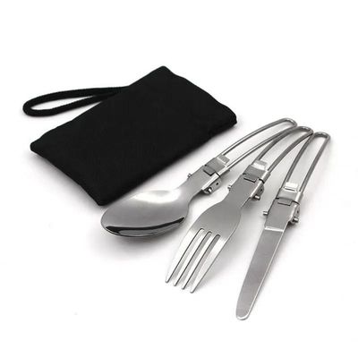 Set de vajilla de acero inoxidable para acampar con tenedor y cuchara incluidos