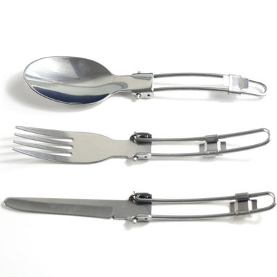Set de vajilla de acero inoxidable para acampar con tenedor y cuchara incluidos