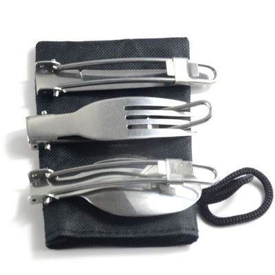 Set de vajilla de acero inoxidable para acampar con tenedor y cuchara incluidos