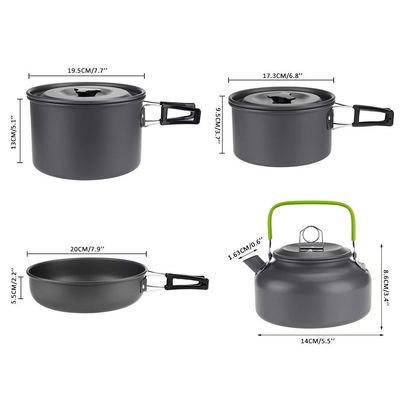 Cocina de aluminio para exteriores Camping Pot and Pans Set de utensilios de cocina con costo de envío rápido