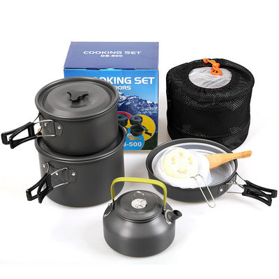 Cocina de aluminio para exteriores Camping Pot and Pans Set de utensilios de cocina con costo de envío rápido