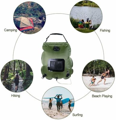 20L PVC portátil de acampada al aire libre bolsa de ducha para la ducha con calefacción solar en verde o azul