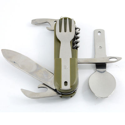 Conveniente conjunto de cubiertos de campamento al aire libre con diseño plegable y material de acero inoxidable