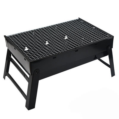 Grill de barbacoa de acero inoxidable plegable Grill de barbacoa portátil de carbón para picnic en negro