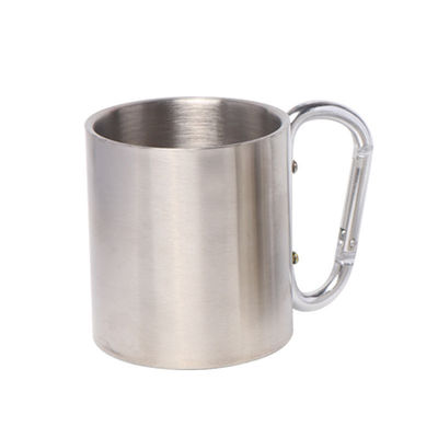 Adultos de acero inoxidable portátil de doble pared de acampada de viaje taza de café con carabiner