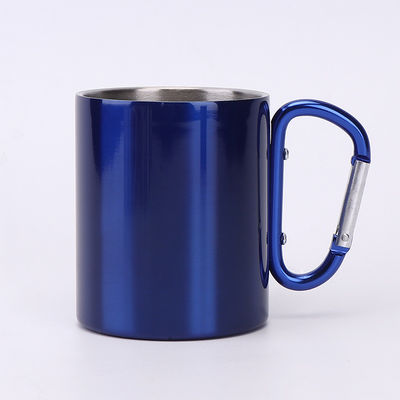Adultos de acero inoxidable portátil de doble pared de acampada de viaje taza de café con carabiner