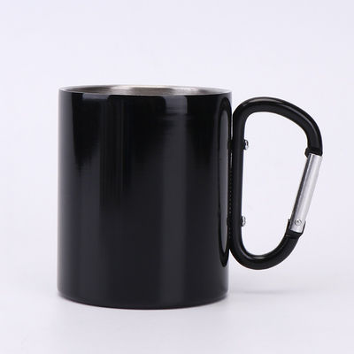 Adultos de acero inoxidable portátil de doble pared de acampada de viaje taza de café con carabiner