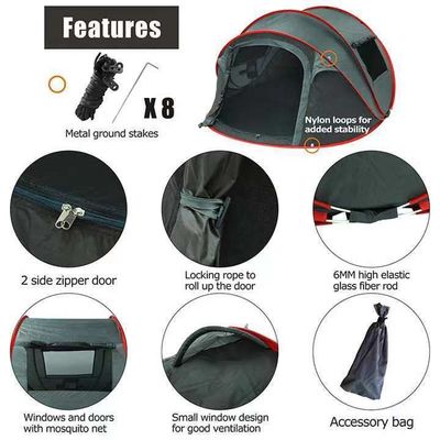 Tienda instantánea impermeable para acampar durante toda la temporada Tienda automática emergente Capacidad ≤2