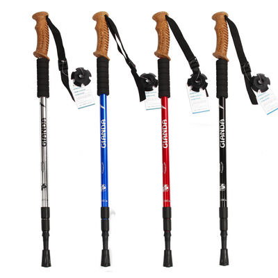 Ultraligero DGH668 4 Fibra de carbono conjunta de aluminio bastón de caminata para senderismo