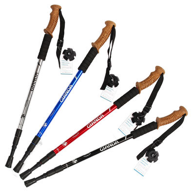 Ultraligero DGH668 4 Fibra de carbono conjunta de aluminio bastón de caminata para senderismo
