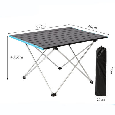 Mesa plegable portátil de aluminio de 41X41X56cm para acampar y aventuras al aire libre
