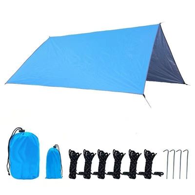 Tienda de lona de acampada de poliéster al aire libre con revestimiento plateado y estructura de piel única