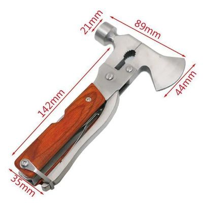 Herramienta de mano de acero inoxidable multifuncional de bolsillo para acampar martillo hacha con diseño DFG456