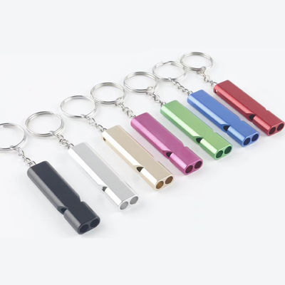 Flauta de aleación de aluminio de doble tubo para llavero de cordón estilo de alta frecuencia de doble tubo