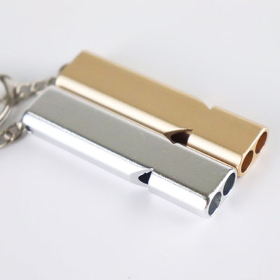 Flauta de aleación de aluminio de doble tubo para llavero de cordón estilo de alta frecuencia de doble tubo
