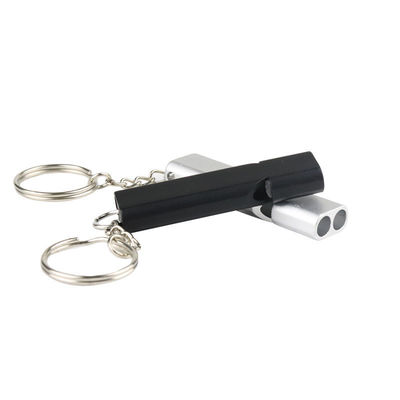 Flauta de aleación de aluminio de doble tubo para llavero de cordón estilo de alta frecuencia de doble tubo
