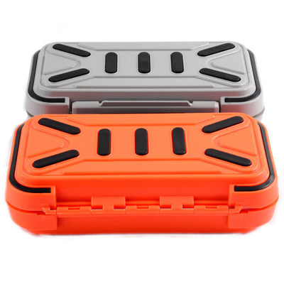 Caja de cebo de mosca de plástico ABS de pesca de color naranja con alta durabilidad Caja de cebo de pescado impermeable