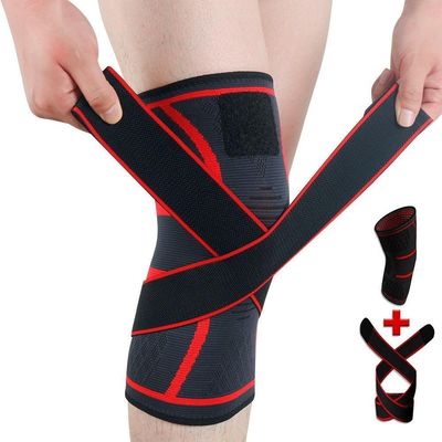 Deportes rodilleras para el funcionamiento de nylon rodilleros de apoyo de la cinta de apoyo de paquete de peso bruto 0.130kg