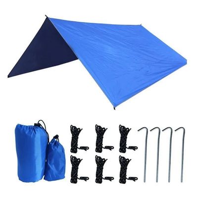 Tienda de campamento de poliéster de revestimiento plateado para protección contra la lluvia al aire libre y sombra solar