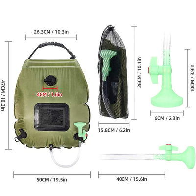 20L Saco de ducha con calefacción solar para acampar al aire libre Kit de accesorios de ducha portátil