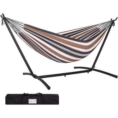 Cama de campamento portátil de doble capacidad columpiante con soporte y material de lona de algodón