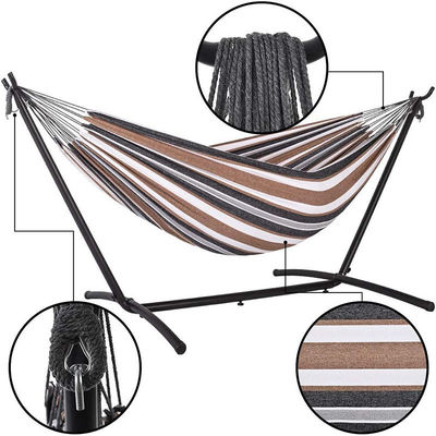 Cama de campamento portátil de doble capacidad columpiante con soporte y material de lona de algodón