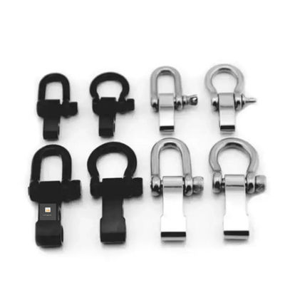 Acampada al aire libre de acero inoxidable de tornillo de arco de 5 mm Negro ajustable paracord