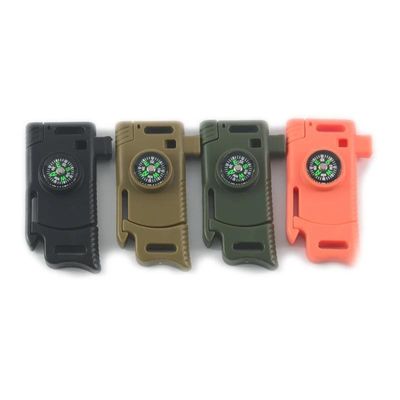Aplicación multi-herramienta de arranque de fuego silbato de brújula acoplado táctico para acampar senderismo tamaño 13mm