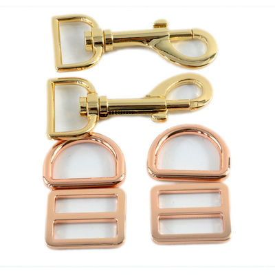 Correa de perro de 25 mm con anillo de metal y recubrimiento cromado en oro rosa